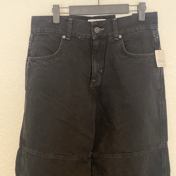 FREE PEOPLE WE THE FREE BENJI RELAXED WIDE LEG JEANS. NWT. THEA BLACK - Picture 5 of 10